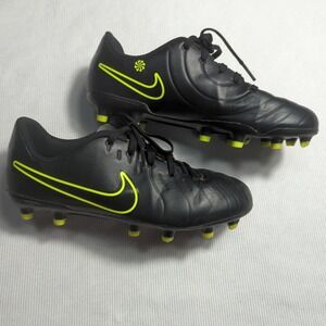 NIKE Size 3 Youth Tiemp Legend 10 Club Firm Soccer Cleats Black‎ And Yellow